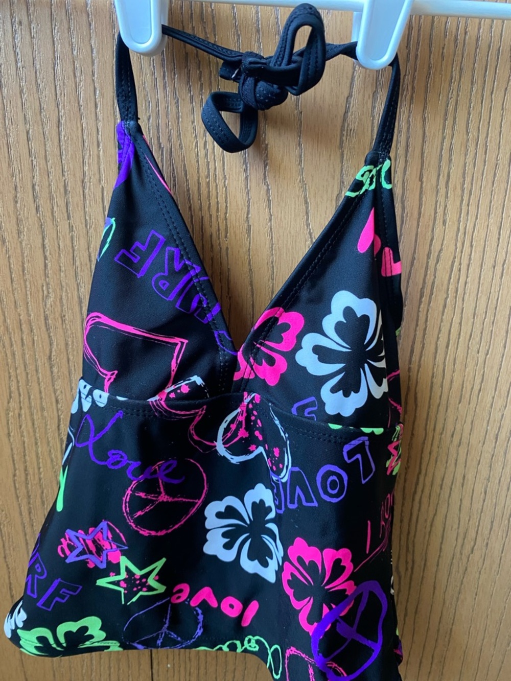 Joe Boxer Black One-Piece Swimsuit with Neon Floral Graphics